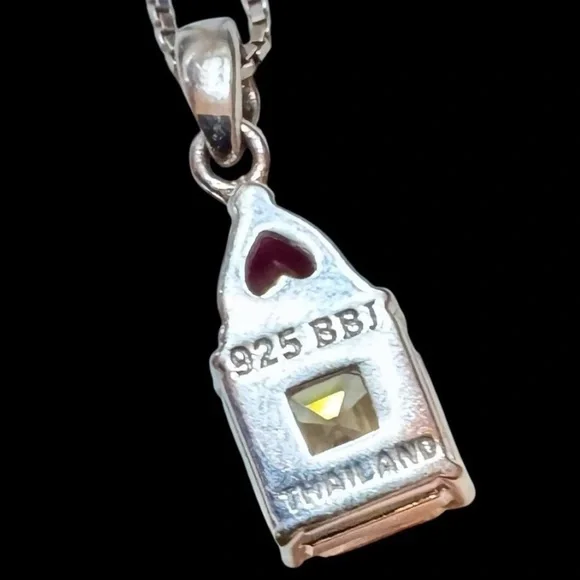 Vintage BBJ Strontium Titanate & Ruby Rhodium Over Sterling Pendant Necklace
